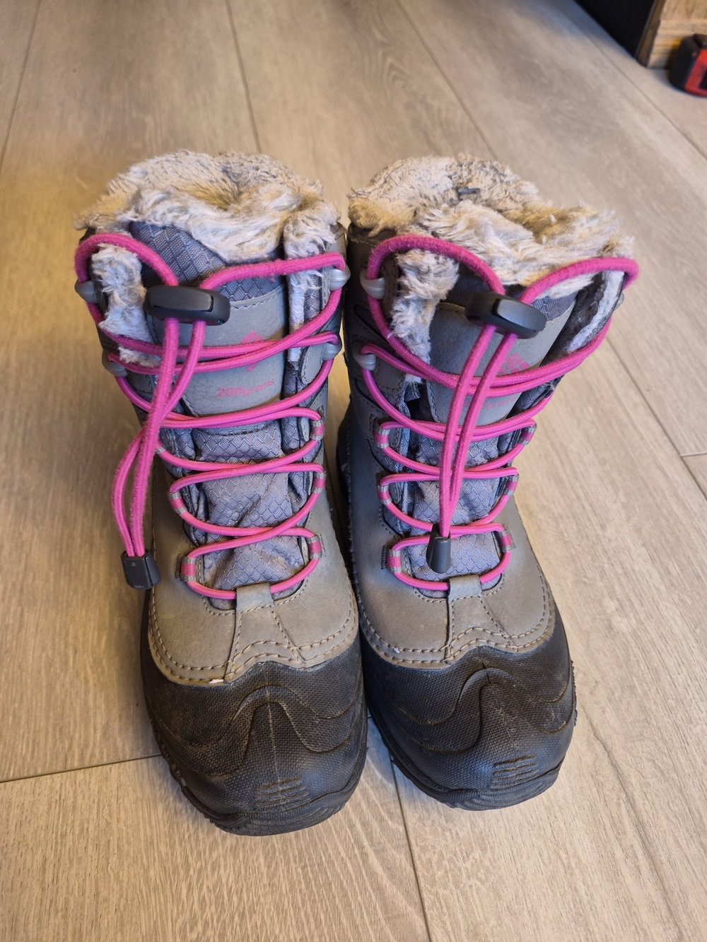 Columbia Girls Waterproof Winter Snow Boots Grey Pink Size 4